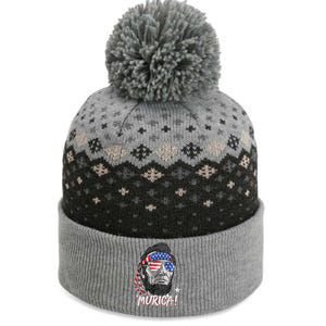 Abraham Lincoln 4th Of July Murica American Flag The Baniff Cuffed Pom Beanie