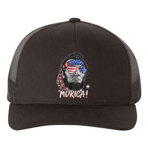 Abraham Lincoln 4th Of July Murica American Flag Yupoong Adult 5-Panel Trucker Hat