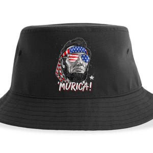 Abraham Lincoln 4th Of July Murica American Flag Sustainable Bucket Hat