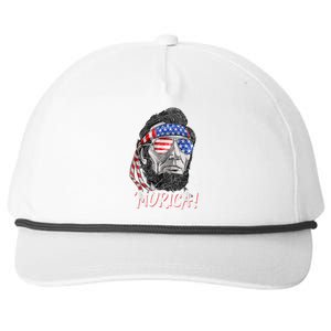 Abraham Lincoln 4th Of July Murica American Flag Snapback Five-Panel Rope Hat