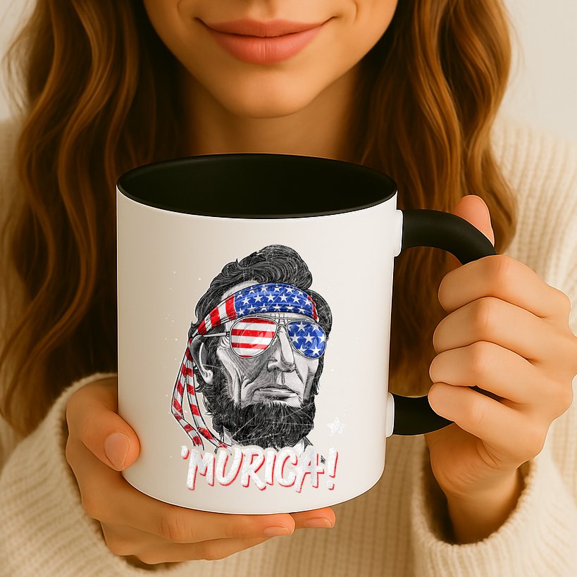 Abraham Lincoln 4th Of July Murica American Flag Mug