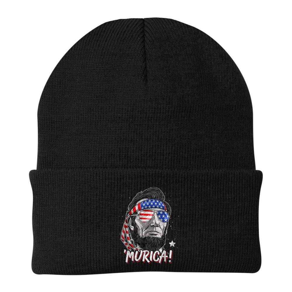 Abraham Lincoln 4th Of July Murica American Flag Beanie