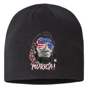 Abraham Lincoln 4th Of July Murica American Flag Sustainable Beanie