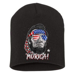 Abraham Lincoln 4th Of July Murica American Flag Short Acrylic Beanie