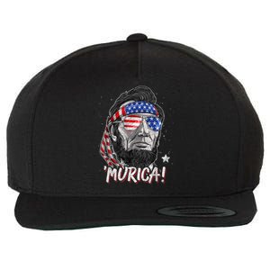 Abraham Lincoln 4th Of July Murica American Flag Wool Snapback Cap