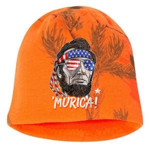 Abraham Lincoln 4th Of July Murica American Flag Kati - Camo Knit Beanie