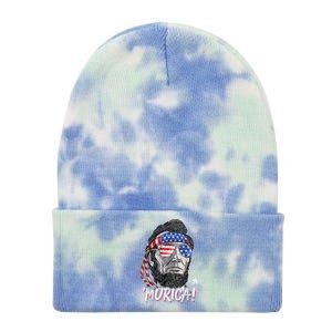 Abraham Lincoln 4th Of July Murica American Flag Tie Dye 12in Knit Beanie