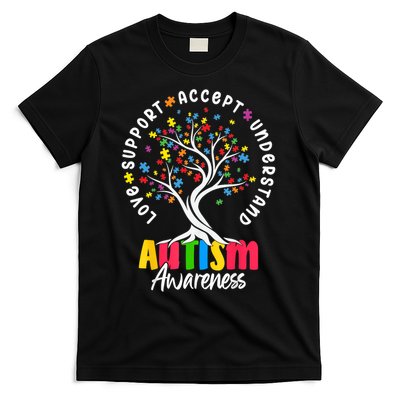 Autism Love Accept Support understand Autistic Autism Awareness T-Shirt