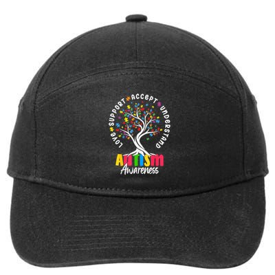 Autism Love Accept Support understand Autistic Autism Awareness 7-Panel Snapback Hat