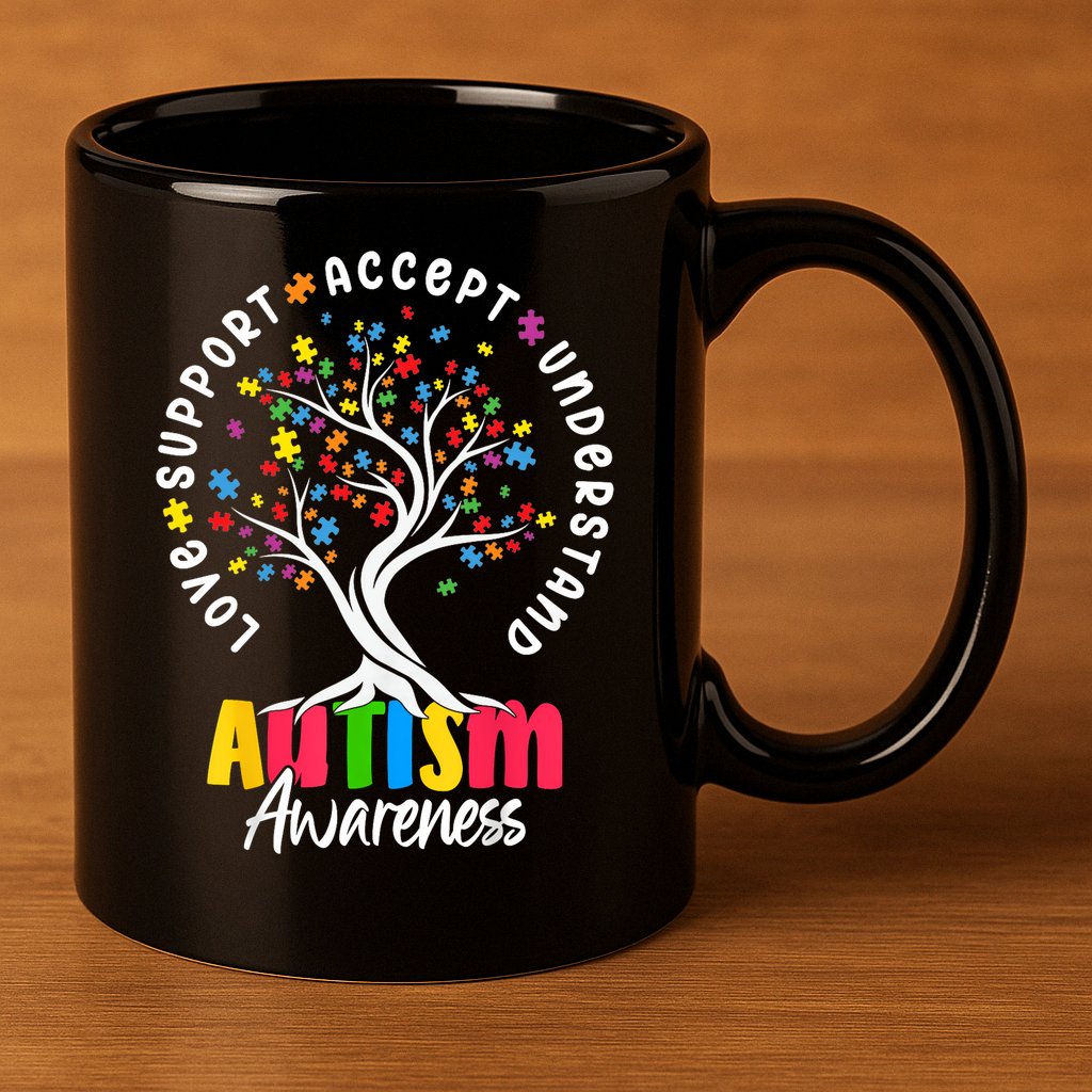 Autism Love Accept Support understand Autistic Autism Awareness 11oz C Handle Ceramic Mug
