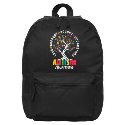 Autism Love Accept Support understand Autistic Autism Awareness 16 in Basic Backpack
