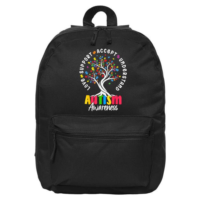 Autism Love Accept Support understand Autistic Autism Awareness 16 in Basic Backpack