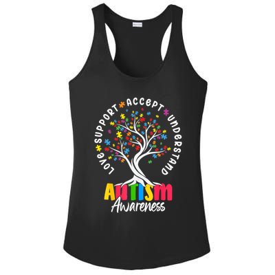 Autism Love Accept Support understand Autistic Autism Awareness Ladies PosiCharge Competitor Racerback Tank