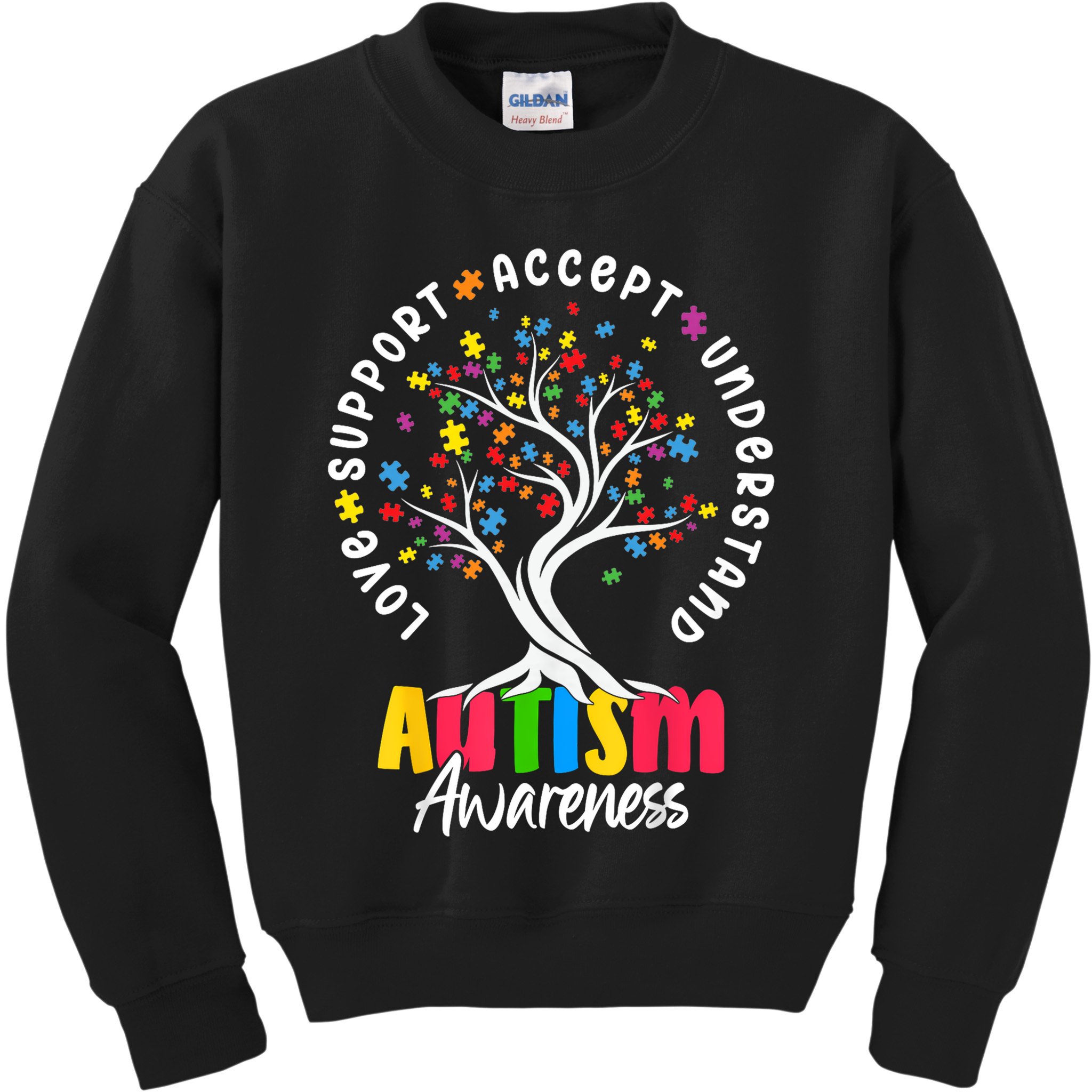 Autism Love Accept Support understand Autistic Autism Awareness Kids Sweatshirt