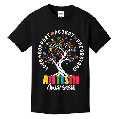 Autism Love Accept Support understand Autistic Autism Awareness Kids T-Shirt