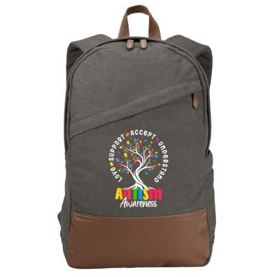 Autism Love Accept Support understand Autistic Autism Awareness Cotton Canvas Backpack