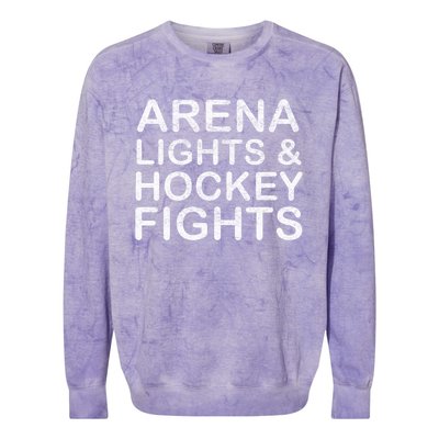 Arena Lights And Hockey Fights Funny Gift Colorblast Crewneck Sweatshirt