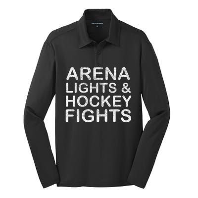 Arena Lights And Hockey Fights Funny Gift Silk Touch Performance Long Sleeve Polo