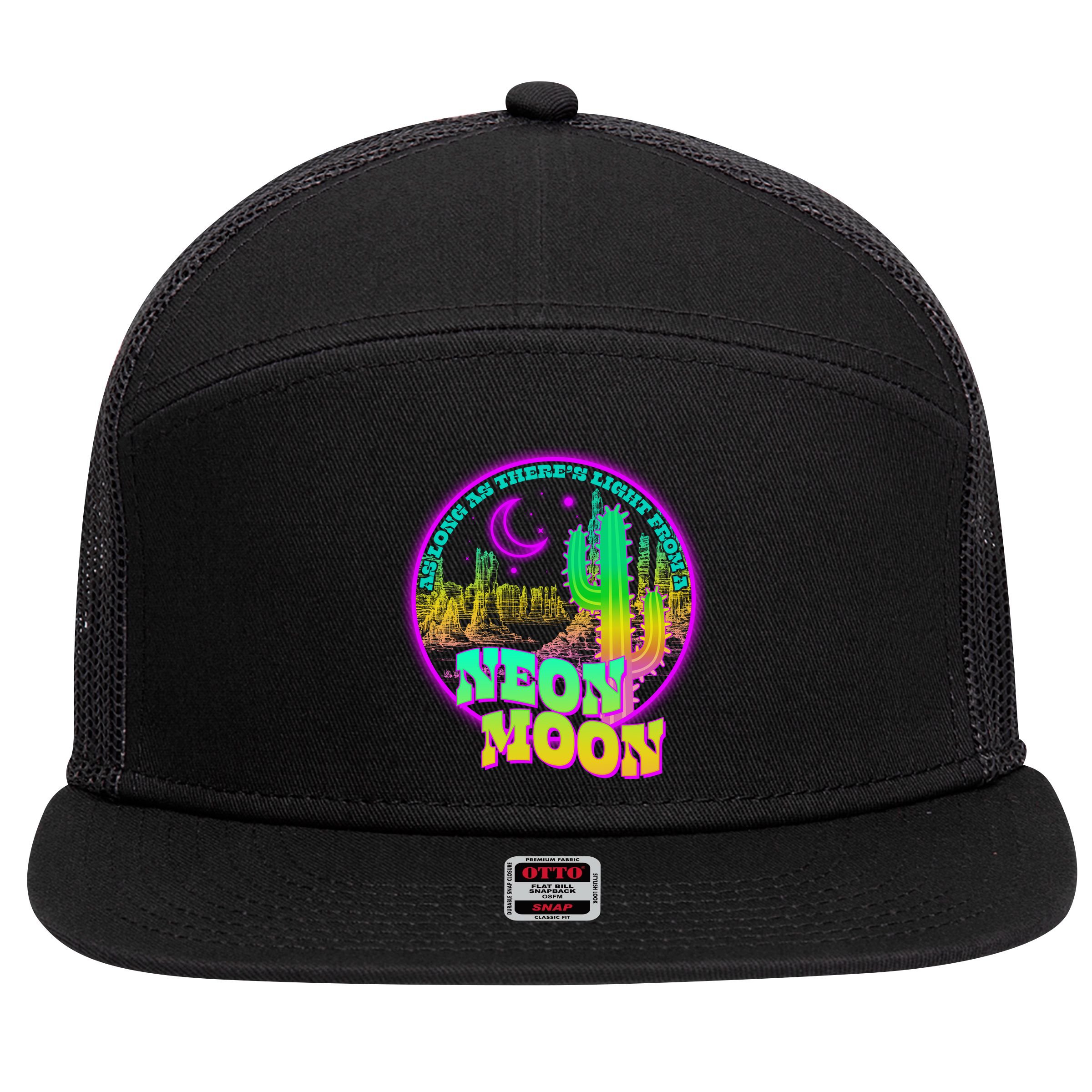 As Long As There's Light From A Neon Moon 7 Panel Mesh Trucker Snapback Hat