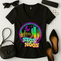 As Long As There's Light From A Neon Moon Women's V-Neck T-Shirt