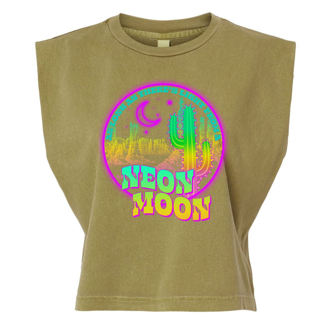 As Long As There's Light From A Neon Moon Garment-Dyed Women's Muscle Tee