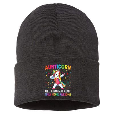 Aunticorn Like An Aunt Only Awesome Dabbing Unicorn Sustainable Knit Beanie