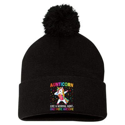 Aunticorn Like An Aunt Only Awesome Dabbing Unicorn Pom Pom 12in Knit Beanie