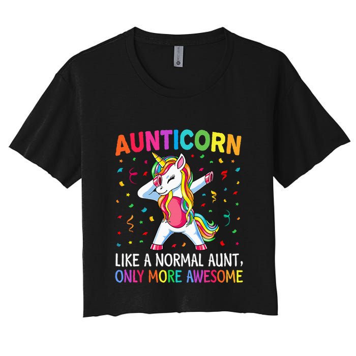 Aunticorn Like An Aunt Only Awesome Dabbing Unicorn Crop Top