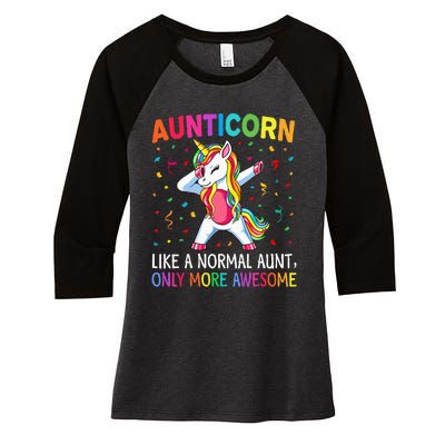 Aunticorn Like An Aunt Only Awesome Dabbing Unicorn Women's Tri-Blend 3/4-Sleeve Raglan Shirt