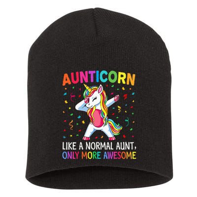 Aunticorn Like An Aunt Only Awesome Dabbing Unicorn Short Acrylic Beanie