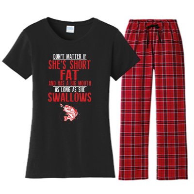 As Long As She Swallows Dirty Fishing Humor Pun Quote Women's Flannel Pajama Set