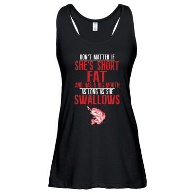 As Long As She Swallows Dirty Fishing Humor Pun Quote Ladies Essential Flowy Tank