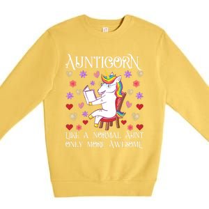 Aunticorn Like A Normal Aunt But More Awesome Funny Gift Premium Crewneck Sweatshirt