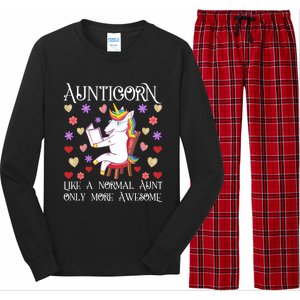 Aunticorn Like A Normal Aunt But More Awesome Funny Gift Long Sleeve Pajama Set