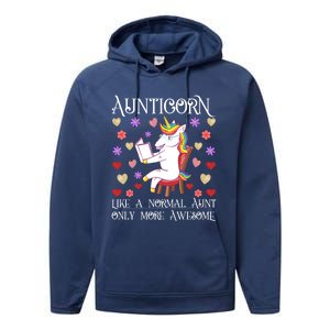 Aunticorn Like A Normal Aunt But More Awesome Funny Gift Performance Fleece Hoodie