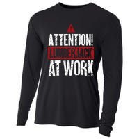 Attention Lumberjack At Work Woodcutter Funny Lumberjack Cooling Performance Long Sleeve Crew