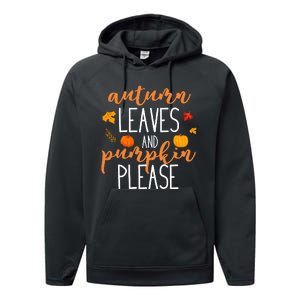 Autumn Leaves And Pumpkin Please Performance Fleece Hoodie