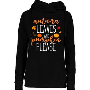 Autumn Leaves And Pumpkin Please Womens Funnel Neck Pullover Hood