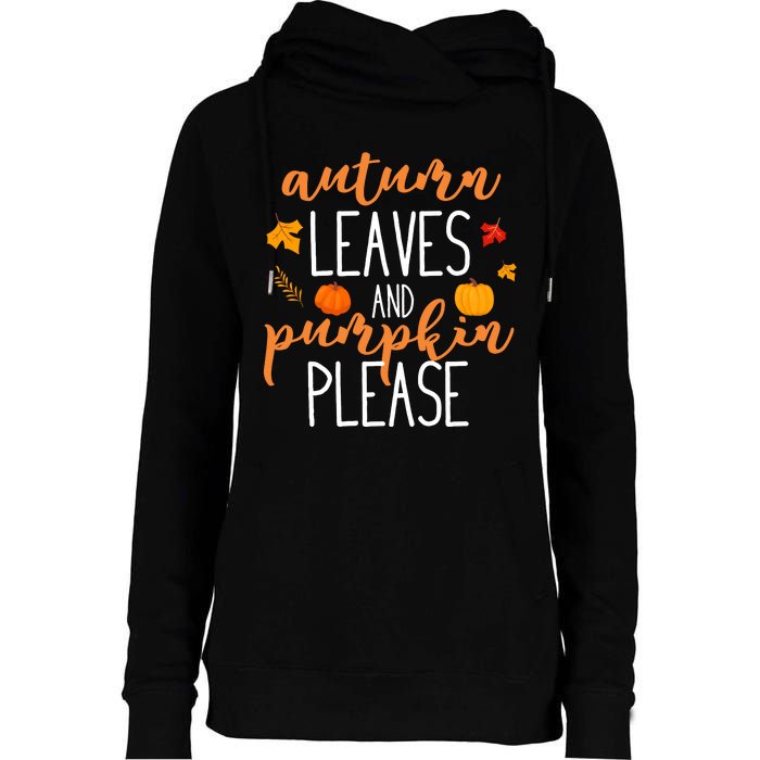 Autumn Leaves And Pumpkin Please Womens Funnel Neck Pullover Hood