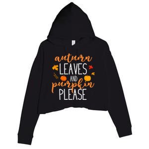 Autumn Leaves And Pumpkin Please Crop Fleece Hoodie