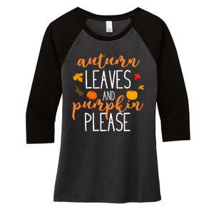 Autumn Leaves And Pumpkin Please Women's Tri-Blend 3/4-Sleeve Raglan Shirt