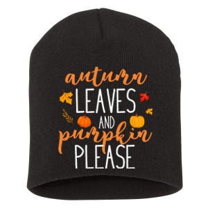 Autumn Leaves And Pumpkin Please Short Acrylic Beanie