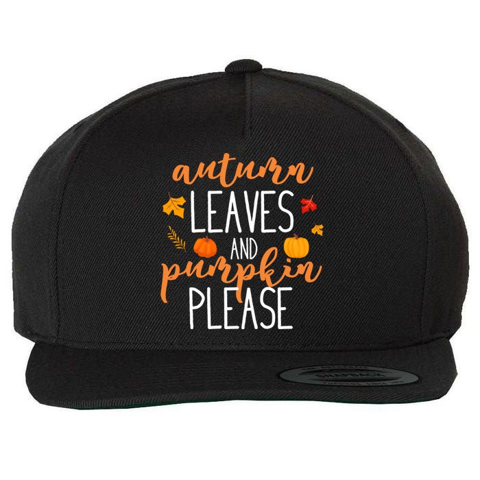 Autumn Leaves And Pumpkin Please Wool Snapback Cap