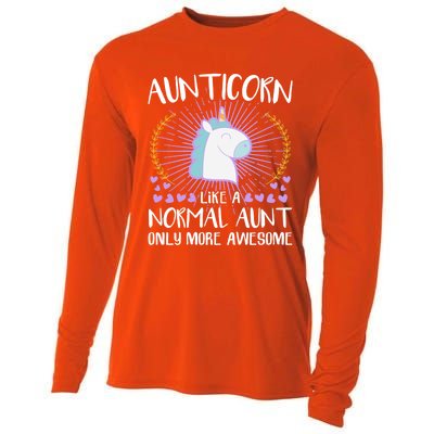 Aunticorn Like An Aunt Only Awesome Cute Family Unicorn Funny Gift Cooling Performance Long Sleeve Crew