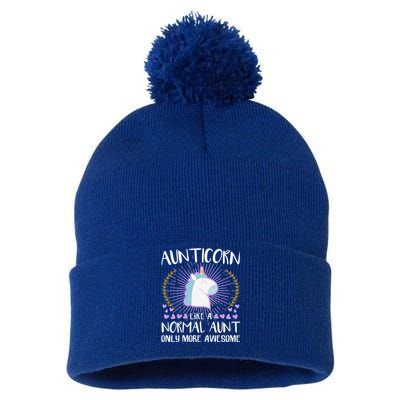 Aunticorn Like An Aunt Only Awesome Cute Family Unicorn Funny Gift Pom Pom 12in Knit Beanie