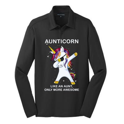 Aunticorn Like An Aunt Only Awesome Dabbing Unicorn Dab Gift Cool Gift Silk Touch Performance Long Sleeve Polo