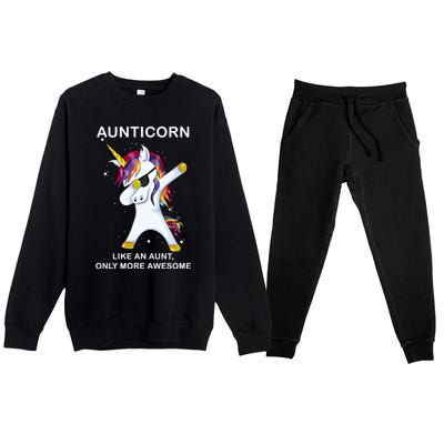 Aunticorn Like An Aunt Only Awesome Dabbing Unicorn Dab Gift Cool Gift Premium Crewneck Sweatsuit Set