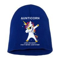 Aunticorn Like An Aunt Only Awesome Dabbing Unicorn Dab Gift Cool Gift Short Acrylic Beanie