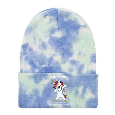 Aunticorn Like An Aunt Only Awesome Dabbing Unicorn Dab Gift Cool Gift Tie Dye 12in Knit Beanie