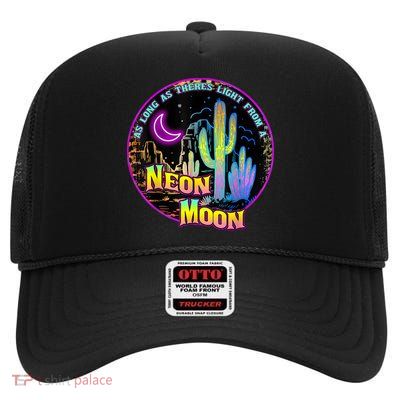 As Long As Theres Light From A Neon Moon Country High Crown Mesh Back Trucker Hat